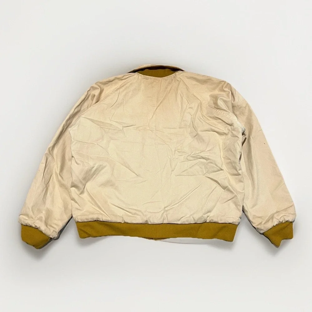 VTG 60s Mens Camel & Cream Two Tone Speedline Reversible Stadium Bomber Jacket